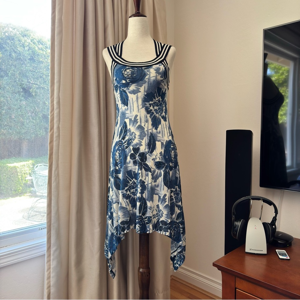 Jean Paul Gaultier Soleil Floral Blue Dress Medium - Picture 2 of 11